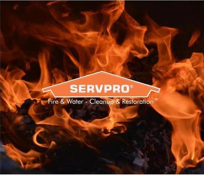 SERVPRO logo with fire background.